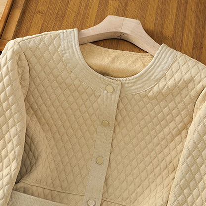 Buddha Stones Retro Plain Women's Cotton Long Sleeve Jacket With Pockets