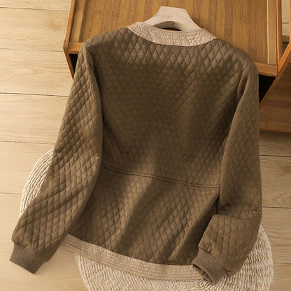 Buddha Stones Retro Plain Women's Cotton Long Sleeve Jacket With Pockets