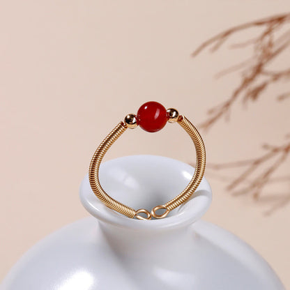Buddha Stones Natural Stone Bead Alloy Healing Open Ring