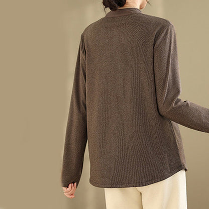 Buddha Stones Frog-button Cotton Women's Long Sleeve Shirt