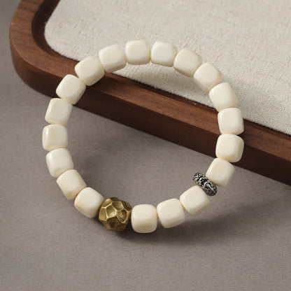 Buddha Stones Bodhi Seed Hammered Copper Brass Calm Bracelet