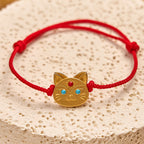 Buddha Stones 925 Sterling Silver Cat Red String Bracelet