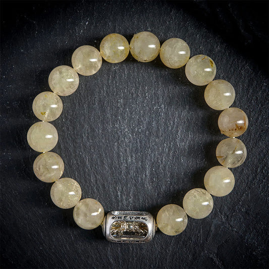 Buddha Stones Natural Citrine Om Mani Padme Hum Prosperity Bracelet