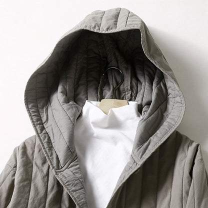 Buddha Stones Cord Design Quilting Women's Long Sleeve Cotton Hoodie Jacket With Pocket
