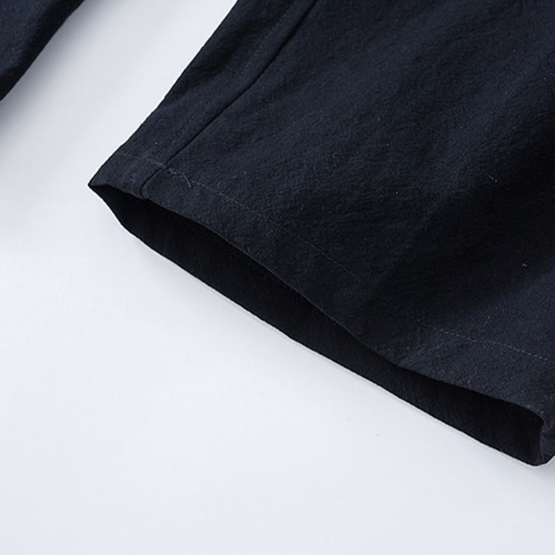 Buddha Stones 2Pcs Tang Suit Men's Frog-Button Cotton Long Sleeve Shirt Pants Set With Pockets