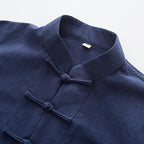 Buddha Stones 2Pcs Tang Suit Men's Frog-Button Cotton Long Sleeve Shirt Pants Set With Pockets