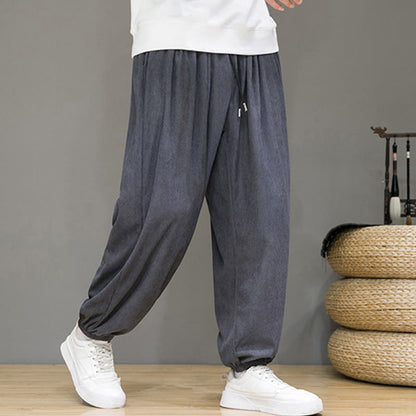 Buddha Stones Commute Plain Men's Thermal Fleece-Lined Ankle-Length Pants With Pockets