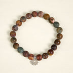 Buddha Stones 925 Sterling Silver Lotus Design Picasso Jasper Positive Bracelet