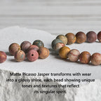 Buddha Stones 925 Sterling Silver Lotus Design Picasso Jasper Positive Bracelet