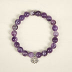 Buddha Stones 925 Sterling Silver Amethyst Lotus Design Natural Balance Bead Bracelet