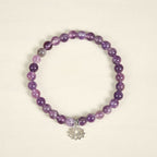 Buddha Stones 925 Sterling Silver Amethyst Lotus Design Natural Balance Bead Bracelet