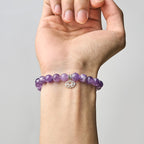 Buddha Stones 925 Sterling Silver Amethyst Lotus Design Natural Balance Bead Bracelet