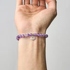 Buddha Stones 925 Sterling Silver Amethyst Lotus Design Natural Balance Bead Bracelet