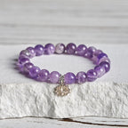 Buddha Stones 925 Sterling Silver Amethyst Lotus Design Natural Balance Bead Bracelet