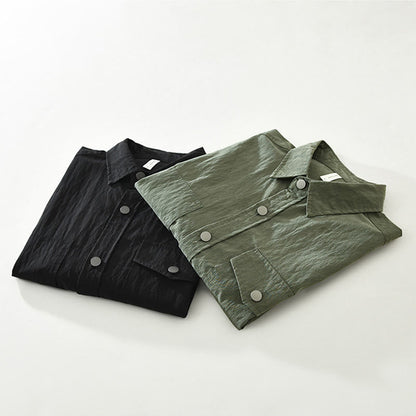 Buddha Stones Daily Long Sleeve Buttons Simple Design Men's Shirt With Pockets