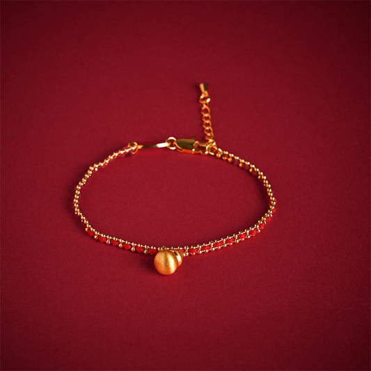 Buddha Stones Red String Copper Brass Gourd Strength Wealth Bracelet