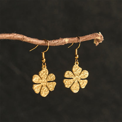 Buddha Stones Elegant Titanium Steel Balance Hammer Marks Earrings