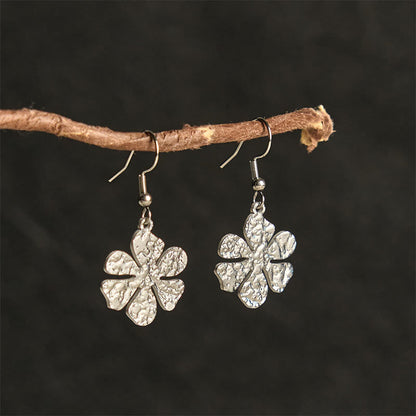 Buddha Stones Elegant Titanium Steel Balance Hammer Marks Earrings