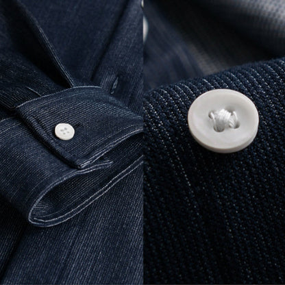 Buddha Stones Fall Pure Color Buttoned Detail Lapel Men's Long Sleeve Jacket