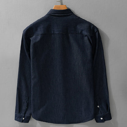 Buddha Stones Fall Pure Color Buttoned Detail Lapel Men's Long Sleeve Jacket