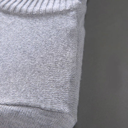 Buddha Stones Ribbed Solid Color Hem Design Men's Mock Neck Long Sleeve Pure Cotton Sweater