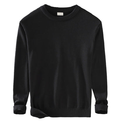 Buddha Stones Ribbed Design Pure Cotton Thermal Men's Crew Neck Long Sleeve Sweater