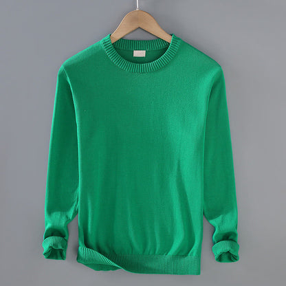 Buddha Stones Ribbed Design Pure Cotton Thermal Men's Crew Neck Long Sleeve Sweater
