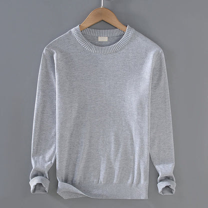 Buddha Stones Ribbed Design Pure Cotton Thermal Men's Crew Neck Long Sleeve Sweater