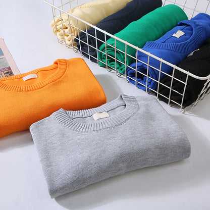 Buddha Stones Ribbed Design Pure Cotton Thermal Men's Crew Neck Long Sleeve Sweater