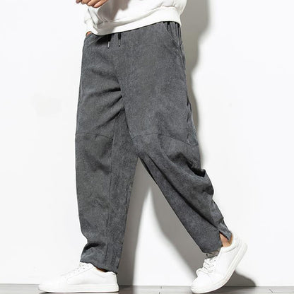 Buddha Stones Fall Pure Color Men's Cotton Corduroy Tapered Pants With Pockets
