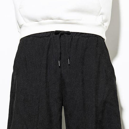 Buddha Stones Fall Pure Color Men's Cotton Corduroy Tapered Pants With Pockets
