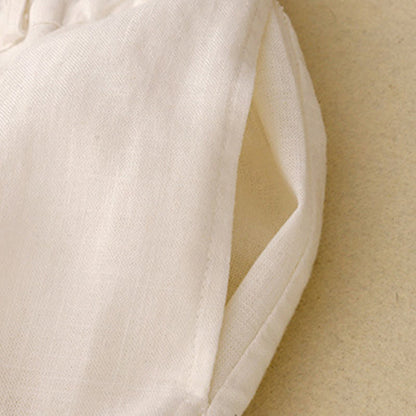 Buddha Stones Solid Color Cotton Women's Wide Leg Pants With Pockets