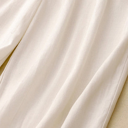 Buddha Stones Solid Color Cotton Women's Wide Leg Pants With Pockets