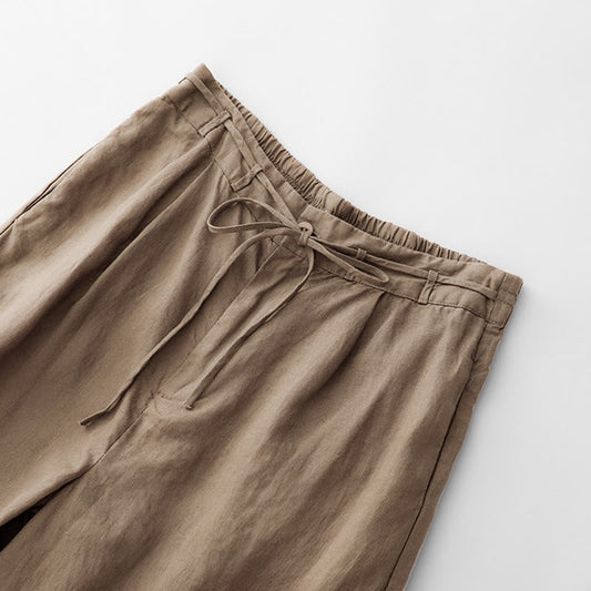Buddha Stones Casual Solid Color Rope Women's Cotton Pants With Pockets