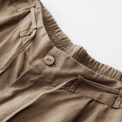 Buddha Stones Casual Solid Color Rope Women's Cotton Pants With Pockets