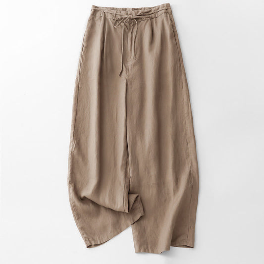 Buddha Stones Casual Solid Color Rope Women's Cotton Pants With Pockets
