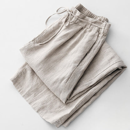 Buddha Stones Casual Solid Color Rope Women's Cotton Pants With Pockets