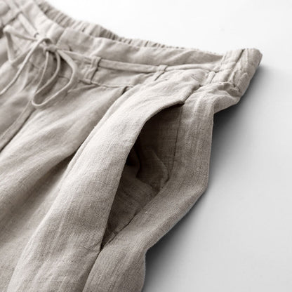 Buddha Stones Casual Solid Color Rope Women's Cotton Pants With Pockets