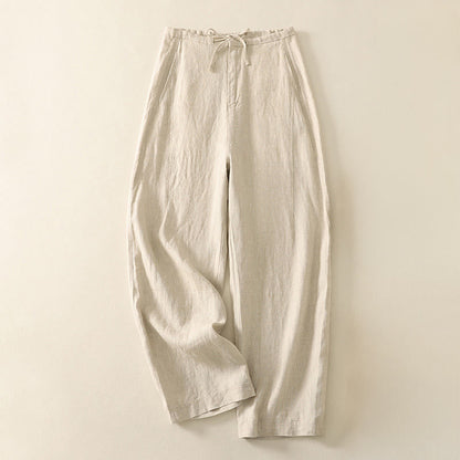 Buddha Stones Casual Plain Rope Women's Cotton Pants With Pockets