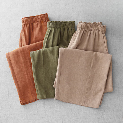 Buddha Stones Casual Plain Rope Women's Cotton 7-8 Length Pants With Pockets