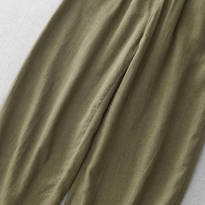 Buddha Stones Casual Plain Rope Women's Cotton 7-8 Length Pants With Pockets
