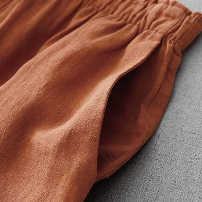 Buddha Stones Casual Plain Rope Women's Cotton 7-8 Length Pants With Pockets