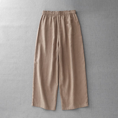 Buddha Stones Casual Plain Rope Women's Cotton 7-8 Length Pants With Pockets