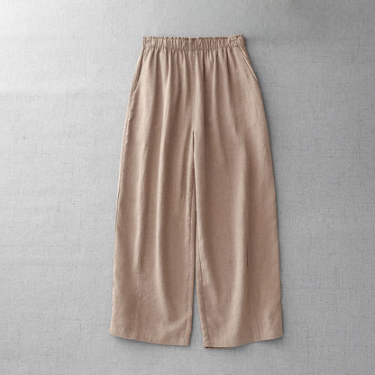 Buddha Stones Casual Plain Rope Women's Cotton 7-8 Length Pants With Pockets