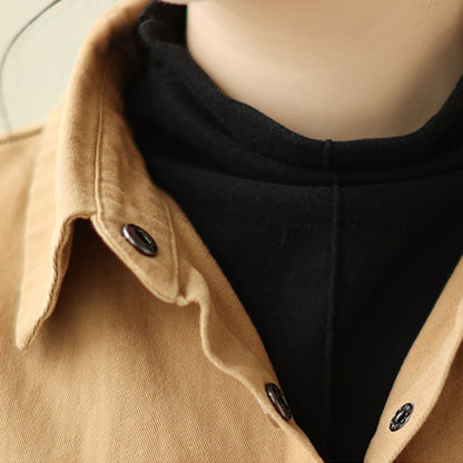 Buddha Stones Women's Long Sleeve Button Cotton Jacket With Pockets