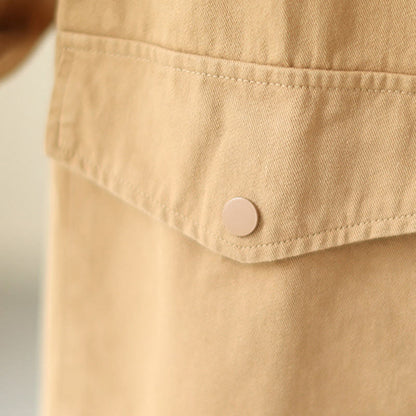 Buddha Stones Women's Long Sleeve Button Cotton Jacket With Pockets