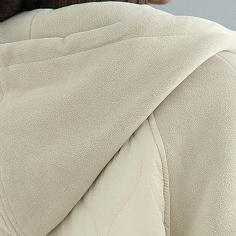 Buddha Stones Women's Long Sleevethickened Warm Hood Cotton Jacket With Pockets