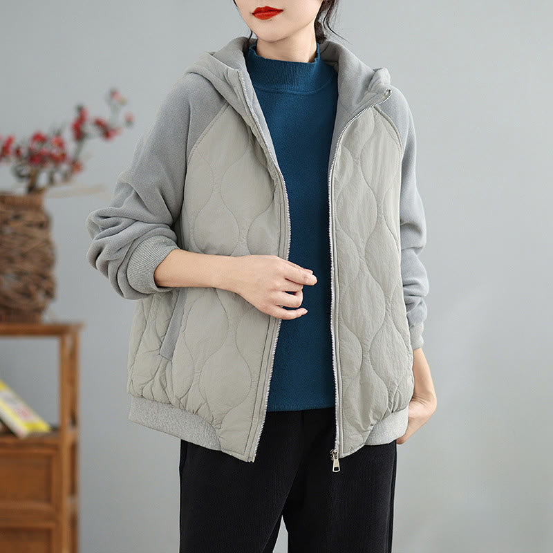 Buddha Stones Women's Long Sleevethickened Warm Hood Cotton Jacket With Pockets