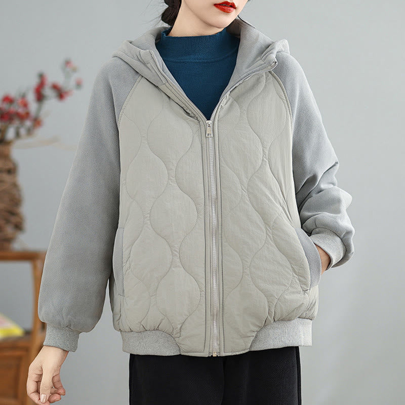 Buddha Stones Women's Long Sleevethickened Warm Hood Cotton Jacket With Pockets
