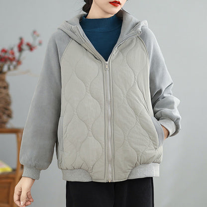 Buddha Stones Women's Long Sleevethickened Warm Hood Cotton Jacket With Pockets